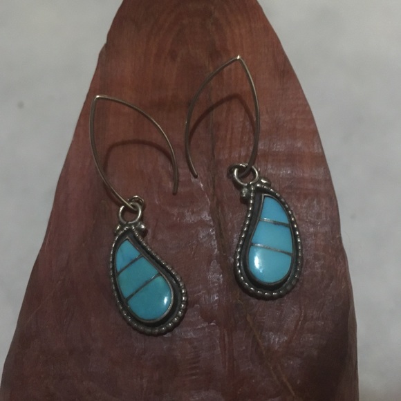 VINTAGE STERLING SILVER TURQUOISE NECKLACE EARRING - Picture 8 of 8